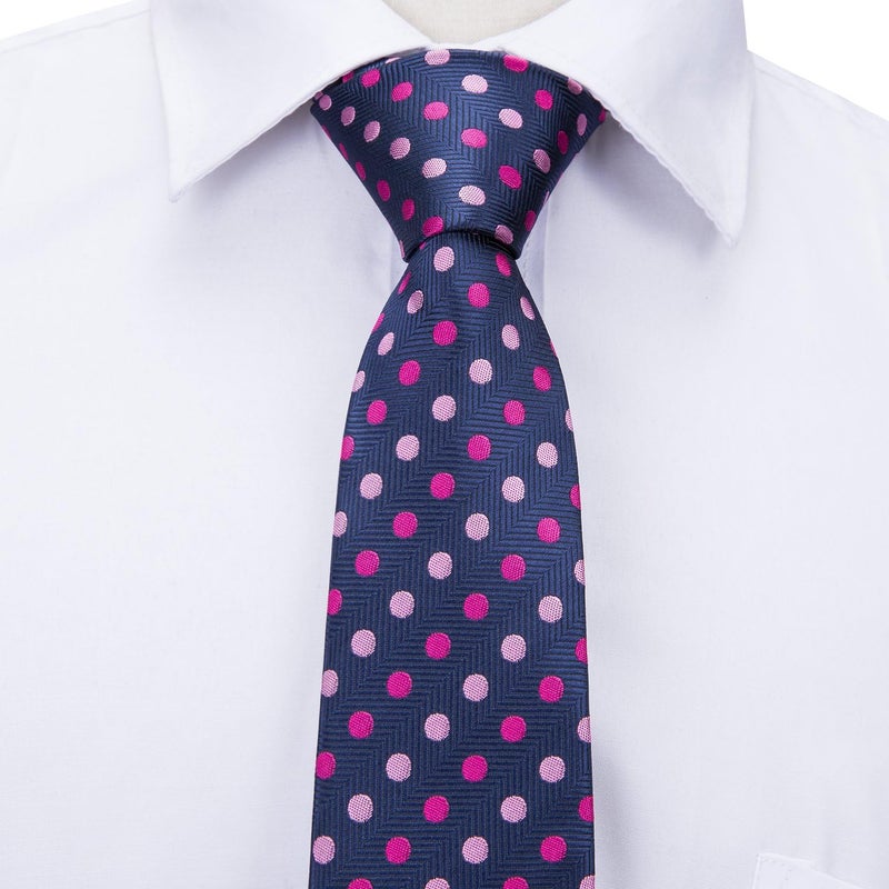 Dubulle Boys Purple Pink Dot Ties Self Tie Silk Kids Necktie and Pocket Square Set for Age 8-11 - Image 3